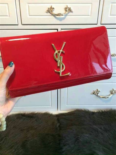 ysl patent clutch red|YSL crocodile clutch.